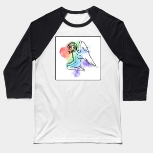 Rainbow Watercolor Angel Baseball T-Shirt